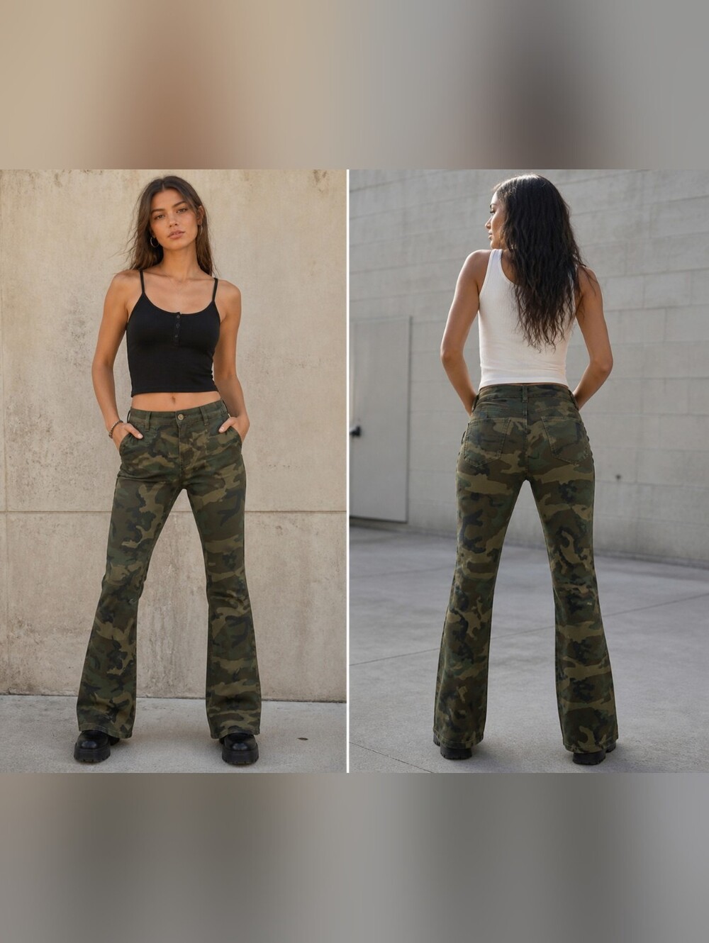Rothco Womens Y2K  Camo Flare Jeans Nwt Juniors 7/8 Vintage Style